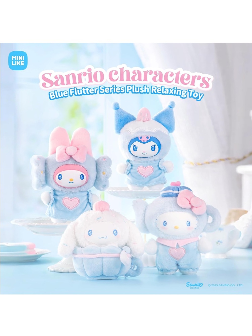 Sanrio Blue Flutter Series Plush Toy - Soft Pastel Blue Character Plush